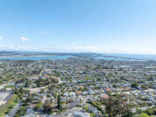 Aerial view of residential urban sprawl in San Diego, South California, USA