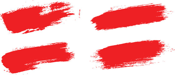 Red brush strokes on a white background for artistic design and creative projects. Abstract red in splash, paint, brush strokes, stain grunge isolated on white background,	