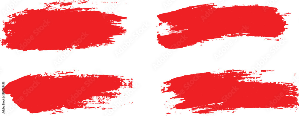 Poster red brush strokes, a high-quality black brush set with transparent backgrounds. collection of grunge