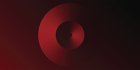 Abstract red glowing geometric lines on black background. Modern shiny red diagonal rounded lines modern