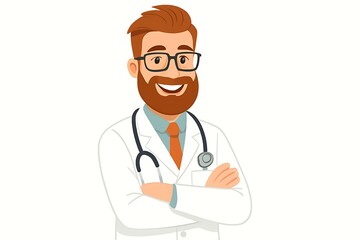 Smiling Doctor Healthcare Professional Medical Illustration Cartoon