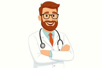 Smiling Doctor Healthcare Professional Medical Illustration Cartoon