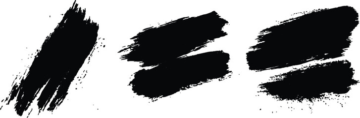 Fototapeta premium Black paint brush set of grunge black paint brush strokes. All brush strokes are isolated on white background. Set of grunge black ink brush strokes on white background. 