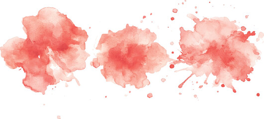 3 set of red watercolor brush strokes isolated on a white background. vector watercolor paint splashes flowing ink blots and dynamic color textures on a clean white background modern design.