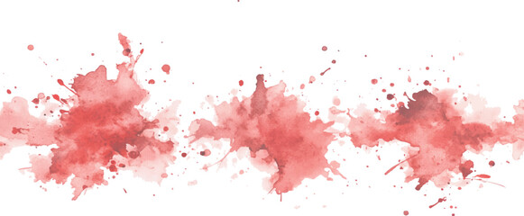 3 set of red watercolor brush strokes isolated on a white background. vector watercolor paint splashes flowing ink blots and dynamic color textures on a clean white background modern design.