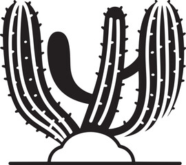 Stylized cactus black and white design, Artistic cactus line illustration