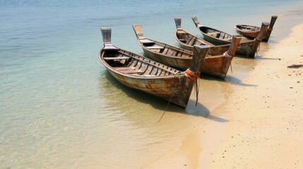 Obraz premium Wooden boats on beach