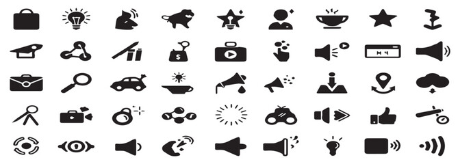 Black Icon Collection Business, Communication, and Media Graphics