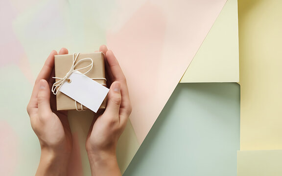 Gift box and care thank you concept on simple copy space background