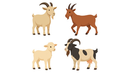 Bakra Eid Mubarak Illustration – Goats Collection for Eid ul Adha Festival, Qurbani Celebration, and Muslim Religious Holiday Artwork