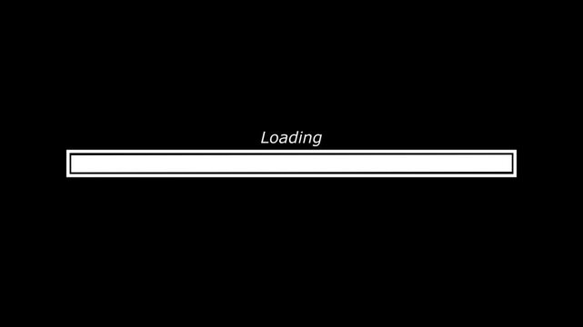 Loading process line. black progress loading bar on black background.