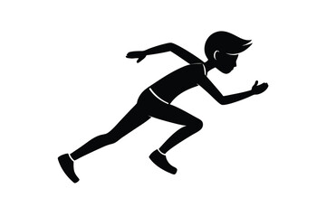 Runner in Starting Block Pose Silhouette.
