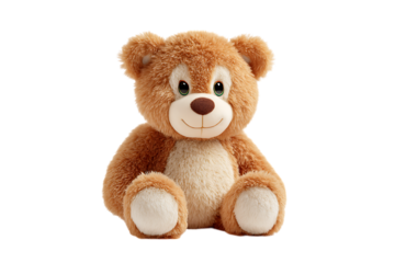 Adorable brown teddy bear plush toy sitting