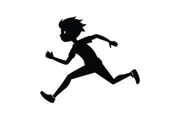 Running Boy Silhouette Vector.
