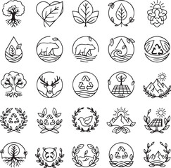 Organic Eco-Brand Logos – Bold Nature & Sustainability Vector Emblems. 