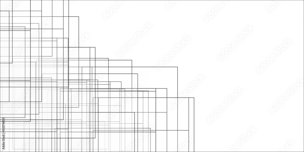 Aufkleber grey minimal lines abstract futuristic tech background. abstract architecture design 3d illustration
