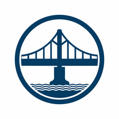 River Crossing Bridge Symbol for Construction vector Logo.