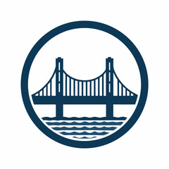 River Crossing Bridge Symbol for Construction vector Logo.