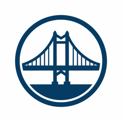 River Crossing Bridge Symbol for Construction vector Logo.