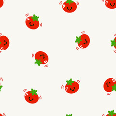 Solid red tomato seamless pattern. Fresh red tomato vegetable vector design for wallpaper, clothing, wrapping, fabric, stationery, and phone cases.