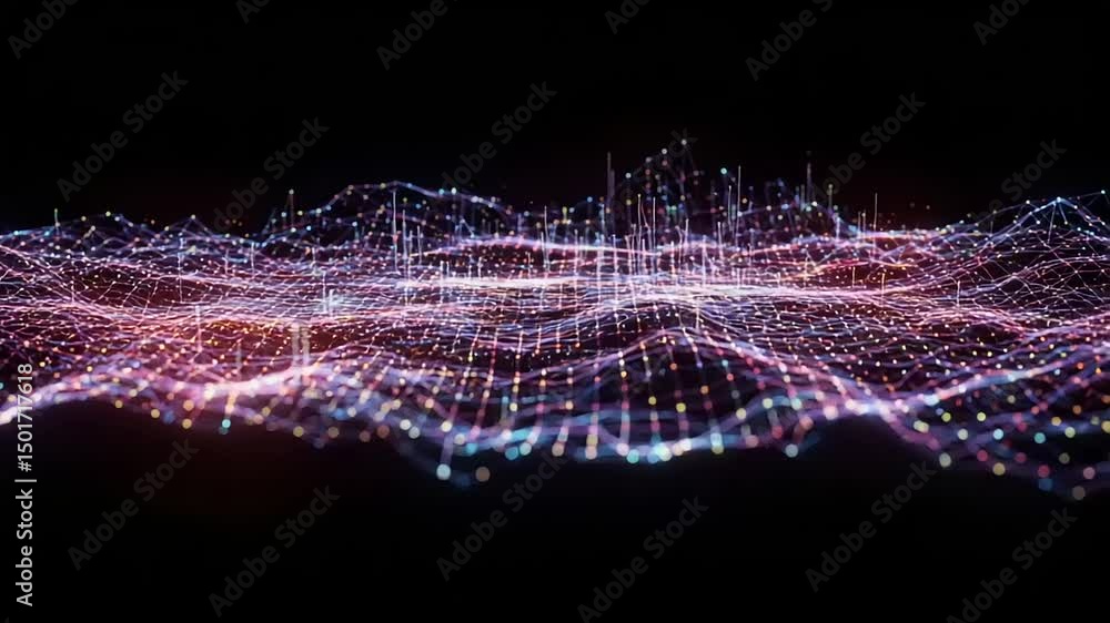 Aufkleber glowing connected data network abstract
