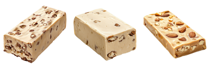 Three different types of bars with nuts on them