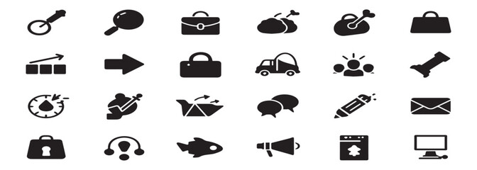 Collection of Minimalist Business and Technology Icons Vector Graphics