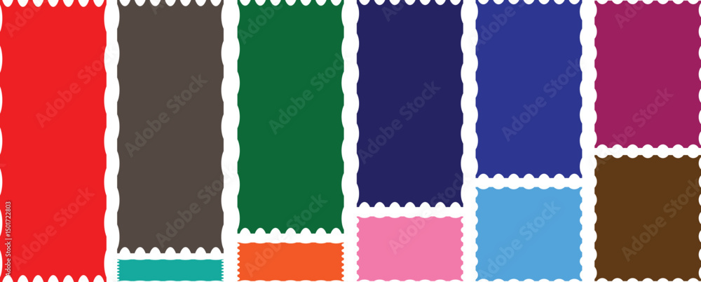 Aufkleber rectangle, square and oval shape frame with zigzag edge. set of zigzag and shapes. zig colorful fram