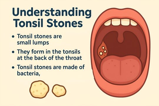 Tonsil Stones Formation &ndash; Medical Infographic of Caseum in Tonsils