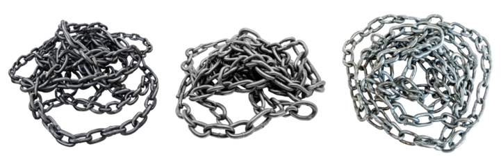 Three chains of different sizes are shown in a row