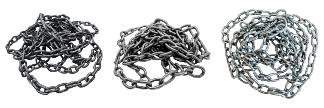 Three chains of different sizes are shown in a row