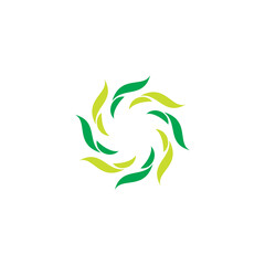 Fototapeta premium Leaf Round Logo Vector. Organic Leaf Icon Design