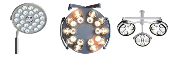 Three different types of lights are shown