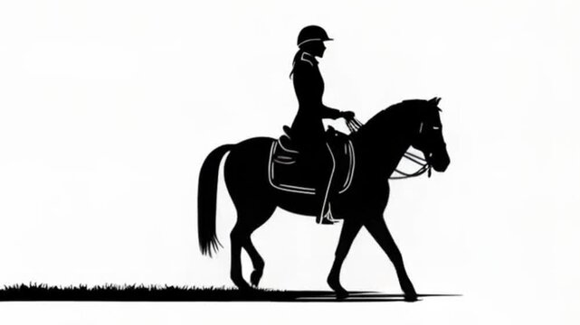 girl with horse, equestrian vector illustration video
