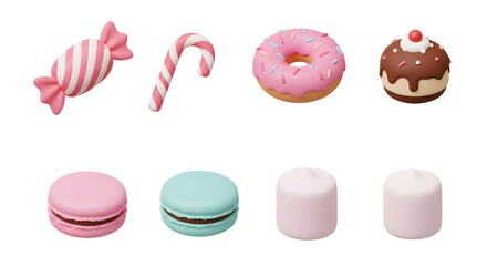 Assorted Candy and Pastries Arrangement with Donut, Macarons and Marshmallows