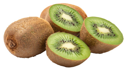 Obraz premium kiwis fruit isolated on white background PNG. AI GENERATED