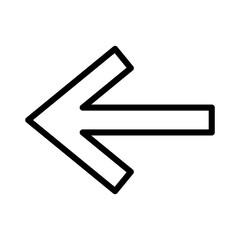 Left arrow outline icon. Arrow icon isolated on white background. Transparent background, minimalist symbol. Vector images