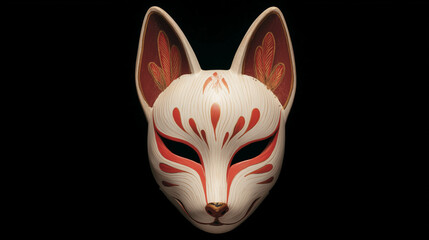 Obraz premium traditional japanese kitsune fox mask – ideal for cultural articles, folklore-themed designs, and festival posters