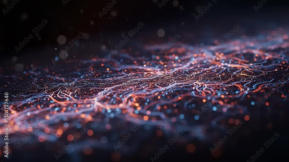 Poster interconnected network of vibrant neural pathways