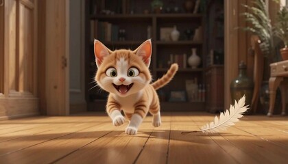 Playful Kitten in a Cozy Home