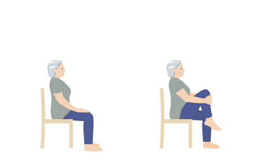 Senior Woman Performing Seated Knee to Chest Stretch