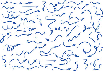  Blue sketch abstract strokes with dynamic curved motion on white