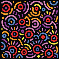 Fun colorful doodle seamless pattern. Creative minimalist style art background for children or trendy design with basic shapes. Simple childish scribble backdrop.