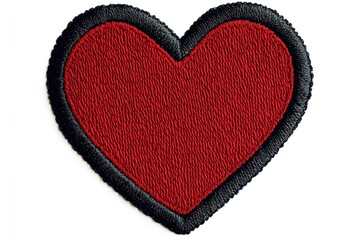 Bright red heart patch with black edging designed for clothing or accessories, perfect for adding a personal touch to outfits