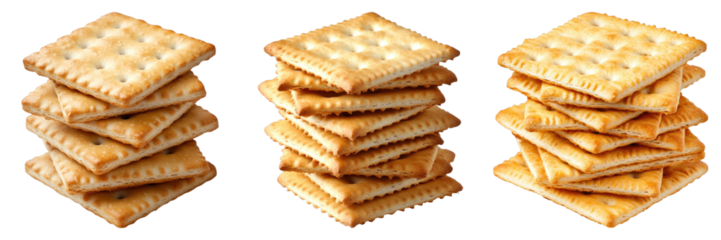Three stacks of crackers are piled on top of each other