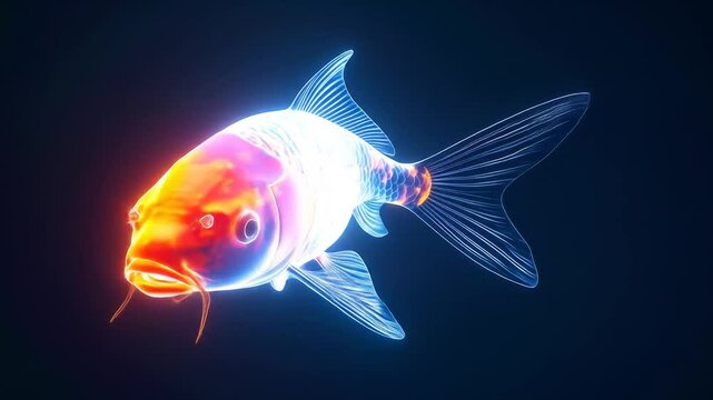 Abstract Glowing Koi Fish Design