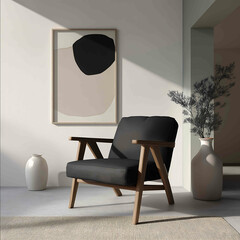 photo of a black chair in a Scandinavian color block design room