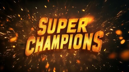 Golden text with super champions title.