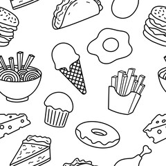 Snack Attack Doodles on Black and White