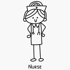 Cartoon female nurse with stethoscope drawing
